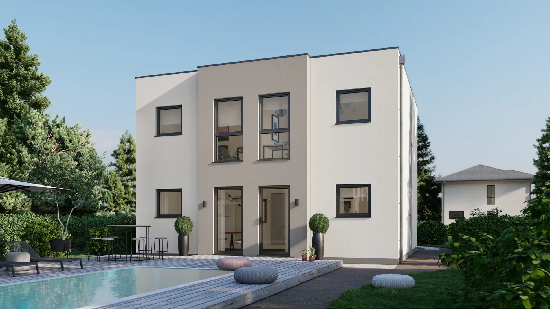 Bauhaus-Haus 126, Terrassenseite mit Garten