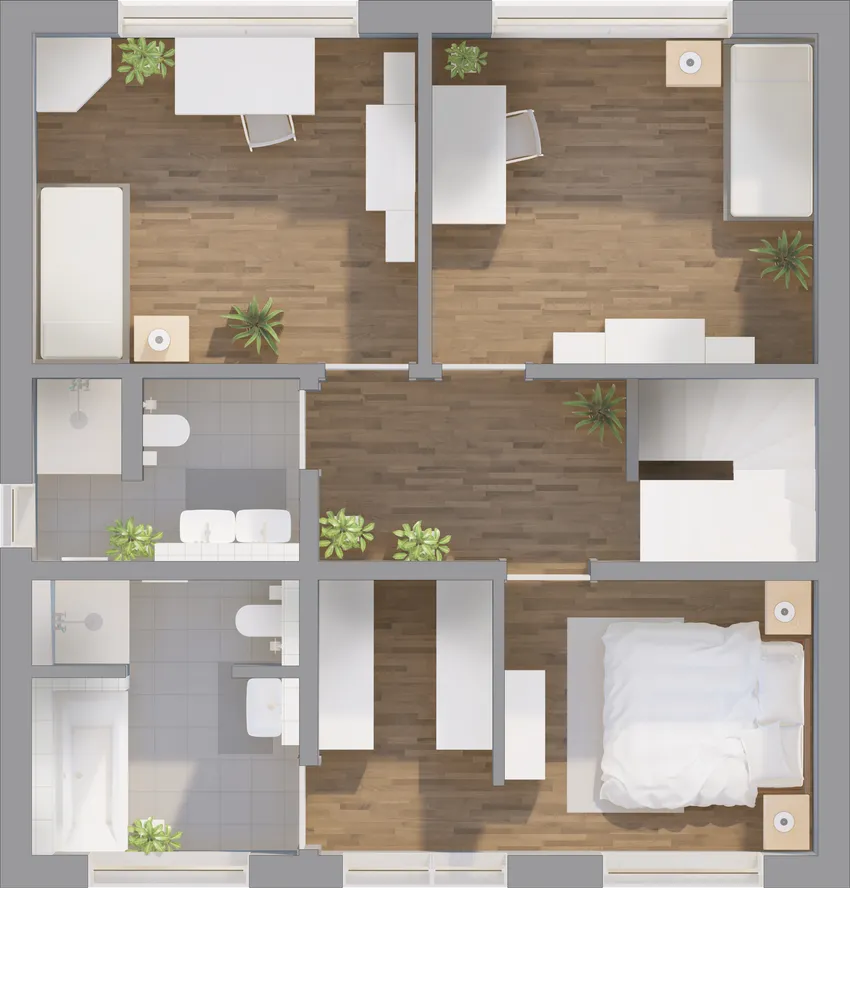 Grundriss Obergeschoss Stadtvilla 133 mit Raumaufteilung